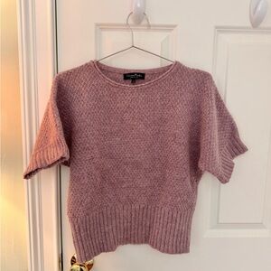 Lafayette 148 New York Mauve Short-Sleeve Crewneck Sweater